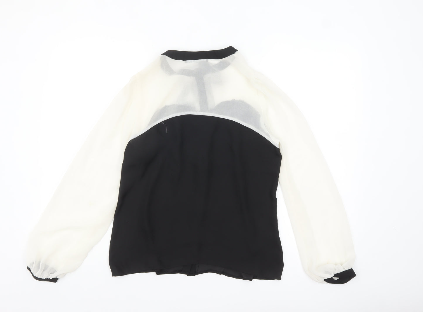 Atmosphere Women Black & White Bow Neck Chiffon Blouse UK 10