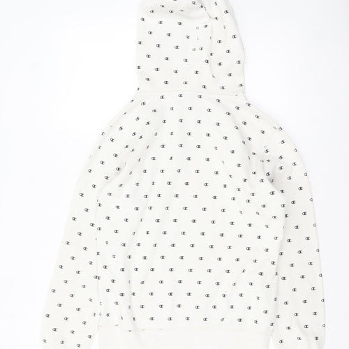 Champion Women White Logo Print Pullover Hoodie Size L