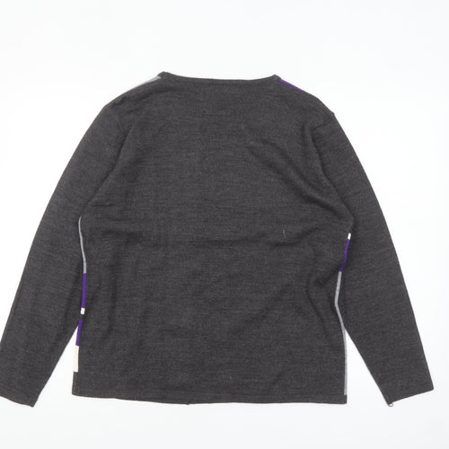 Autonomy Women's Grey Purple Geometric Button Cardigan M