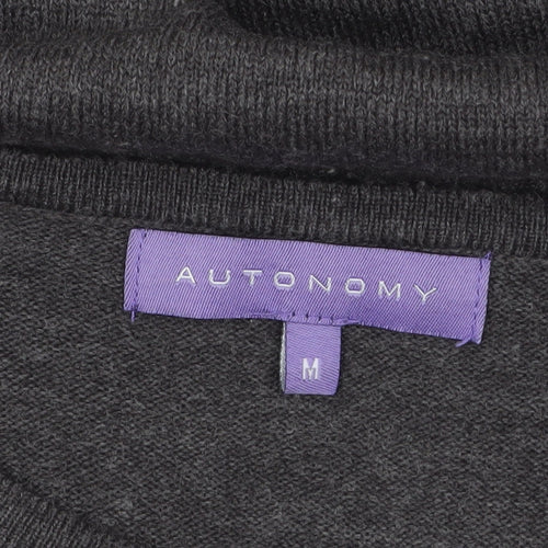 Autonomy Women's Grey Purple Geometric Button Cardigan M