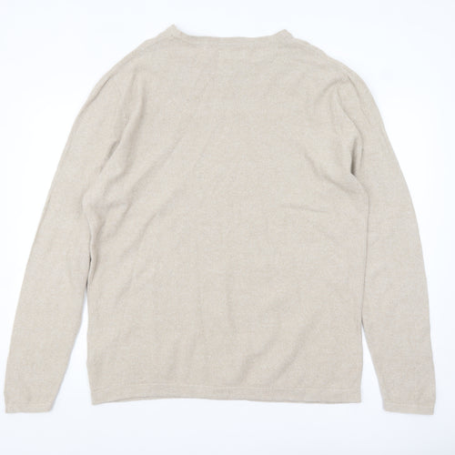 Jack & Jones Men’s Beige 2XL Cotton Knit Long Sleeve Top