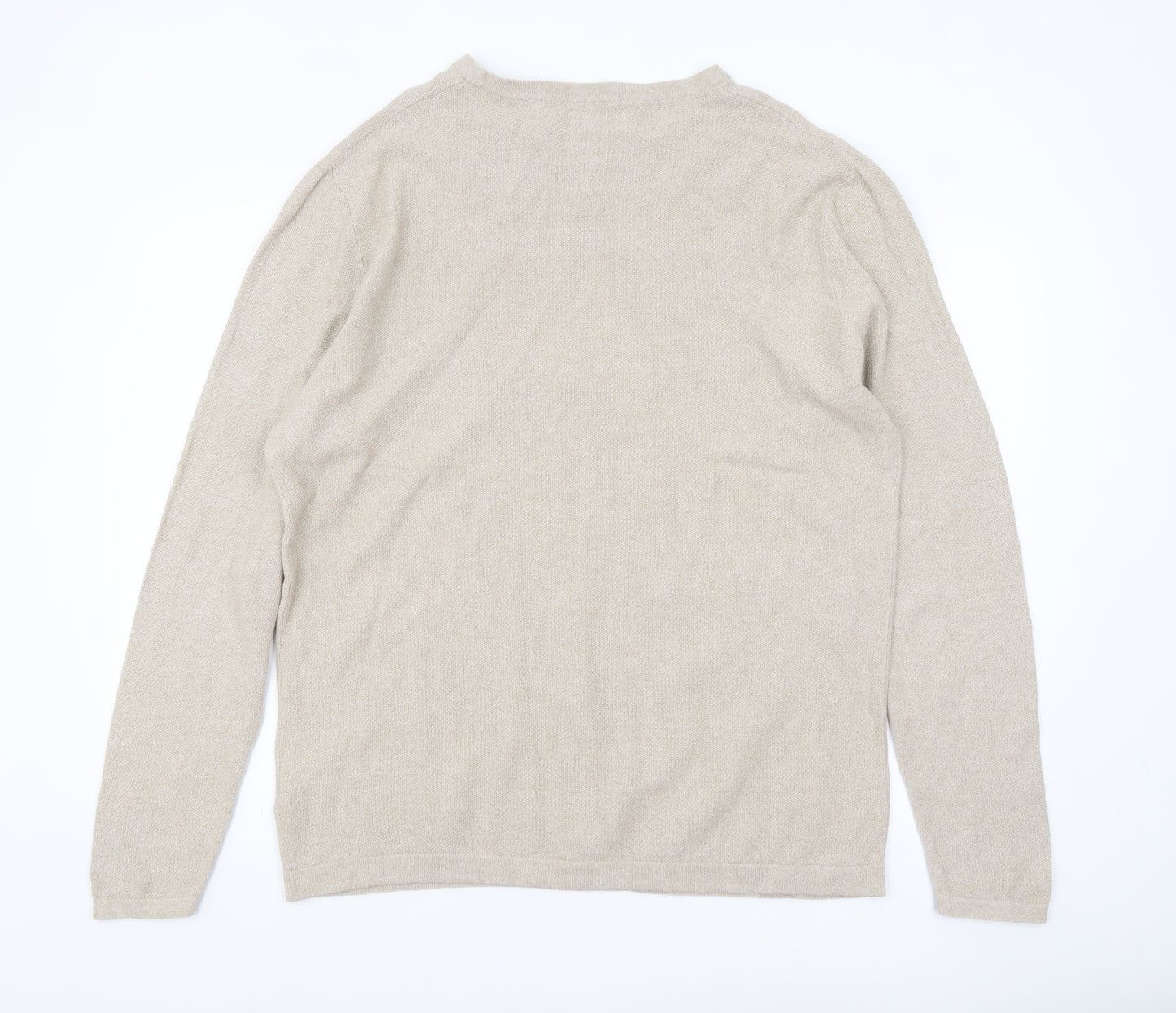 Jack & Jones Men’s Beige 2XL Cotton Knit Long Sleeve Top