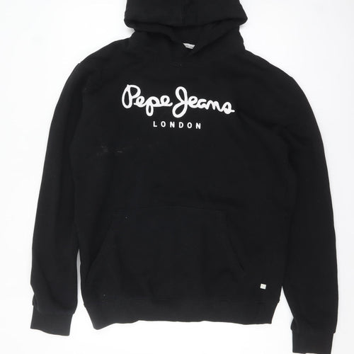 Pepe Jeans Men Black XL Pullover Hoodie with Logo Print