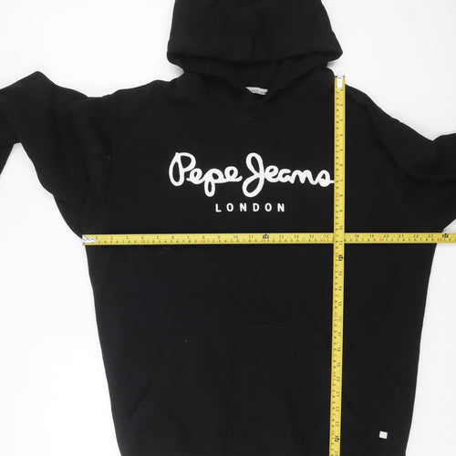 Pepe Jeans Men Black XL Pullover Hoodie with Logo Print