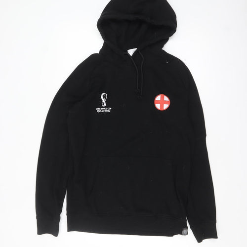 FIFA World Cup Qatar 2022 England Black Men's Hoodie L Pullover Cotton Blend