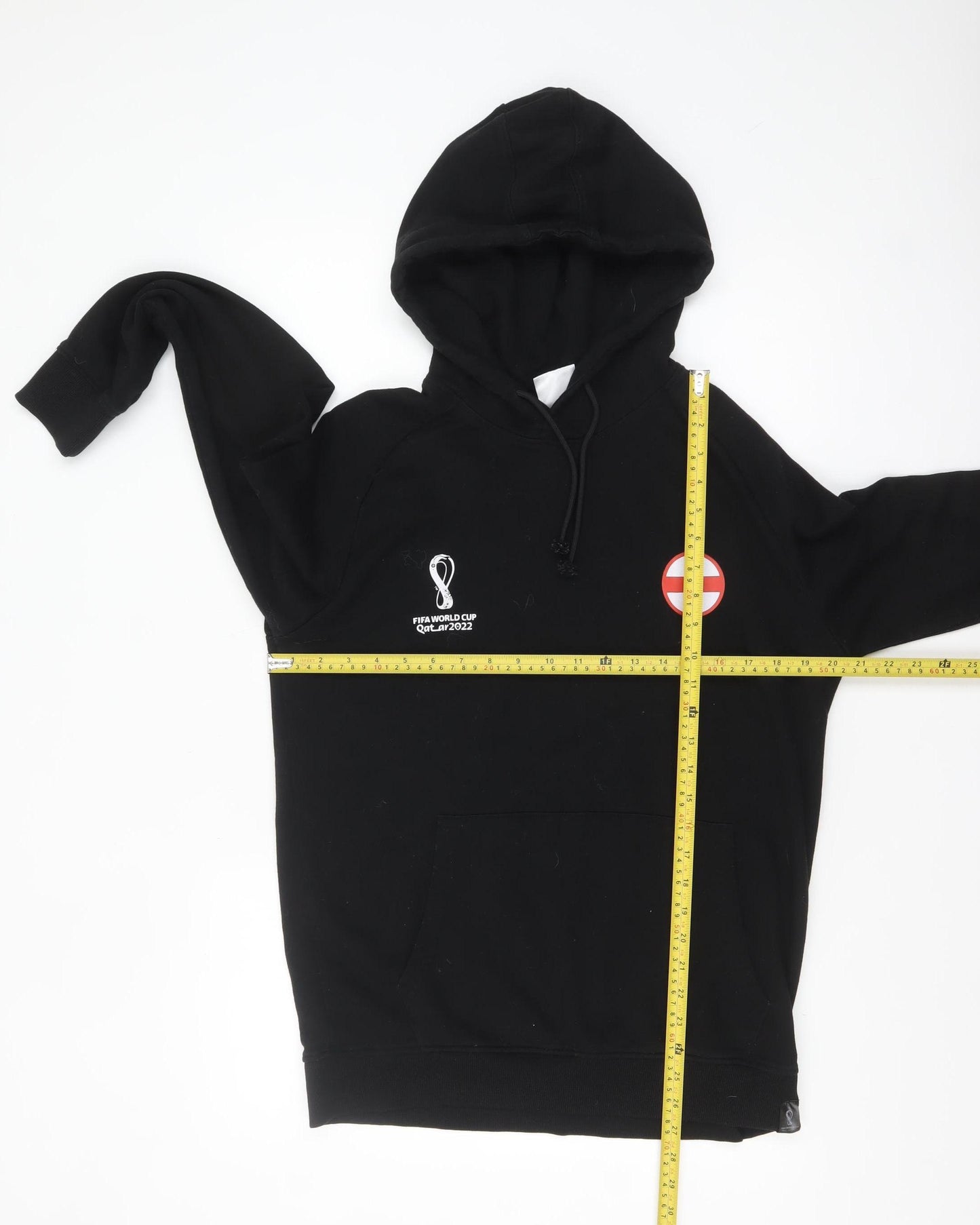 FIFA World Cup Qatar 2022 England Black Men's Hoodie L Pullover Cotton Blend