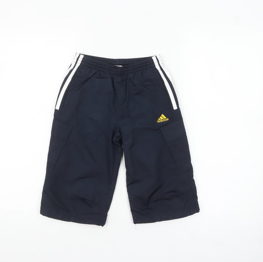 Adidas Boys Blue Cargo Sports Shorts Size 6 Years Clima365 Polyester