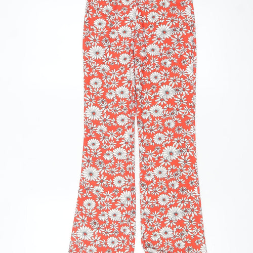 Bershka Women’s Red Floral Flared Trousers XS