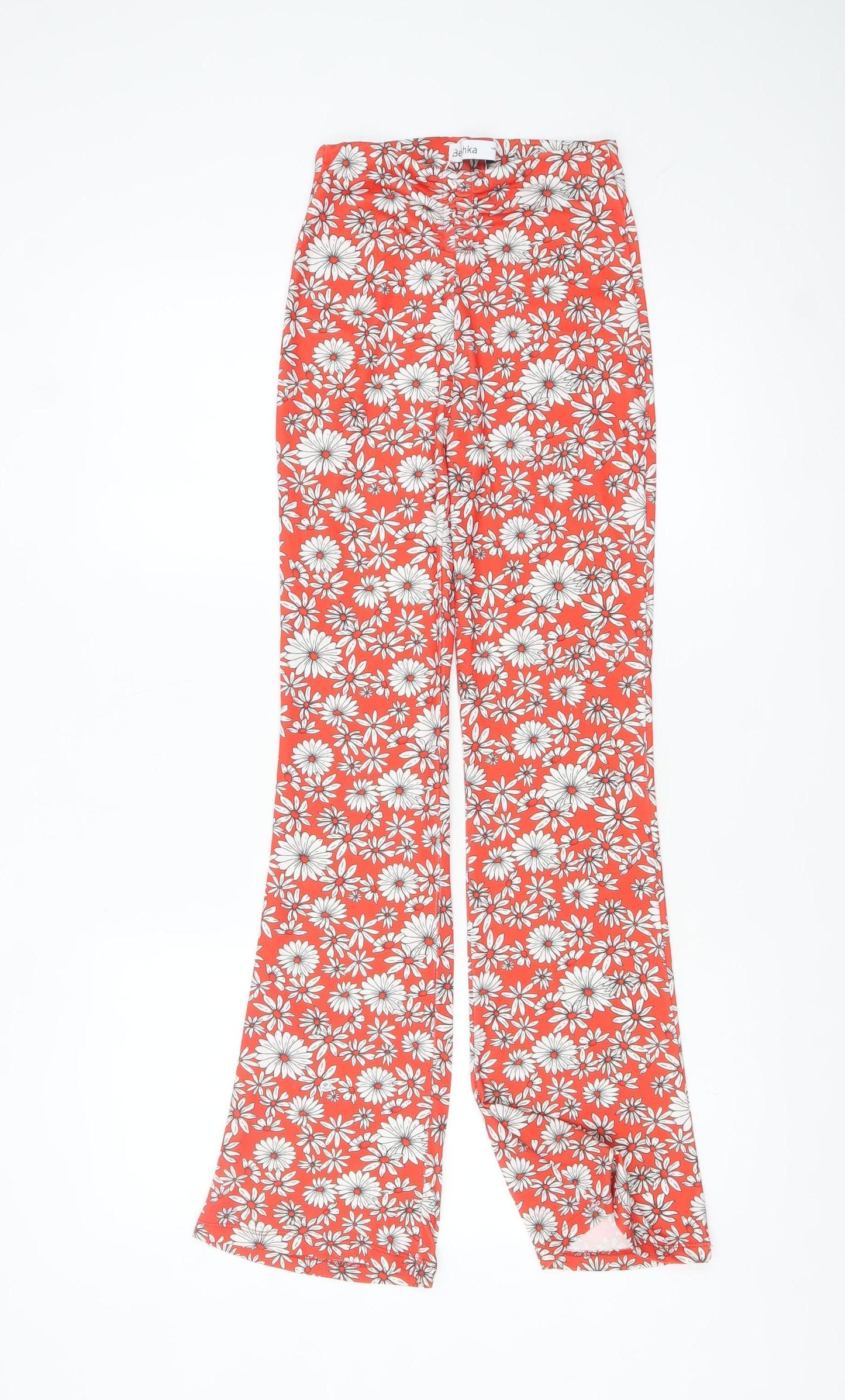 Bershka Women’s Red Floral Flared Trousers XS