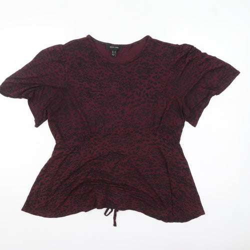 New Look Womens Red Animal Print Tunic Blouse Size 14
