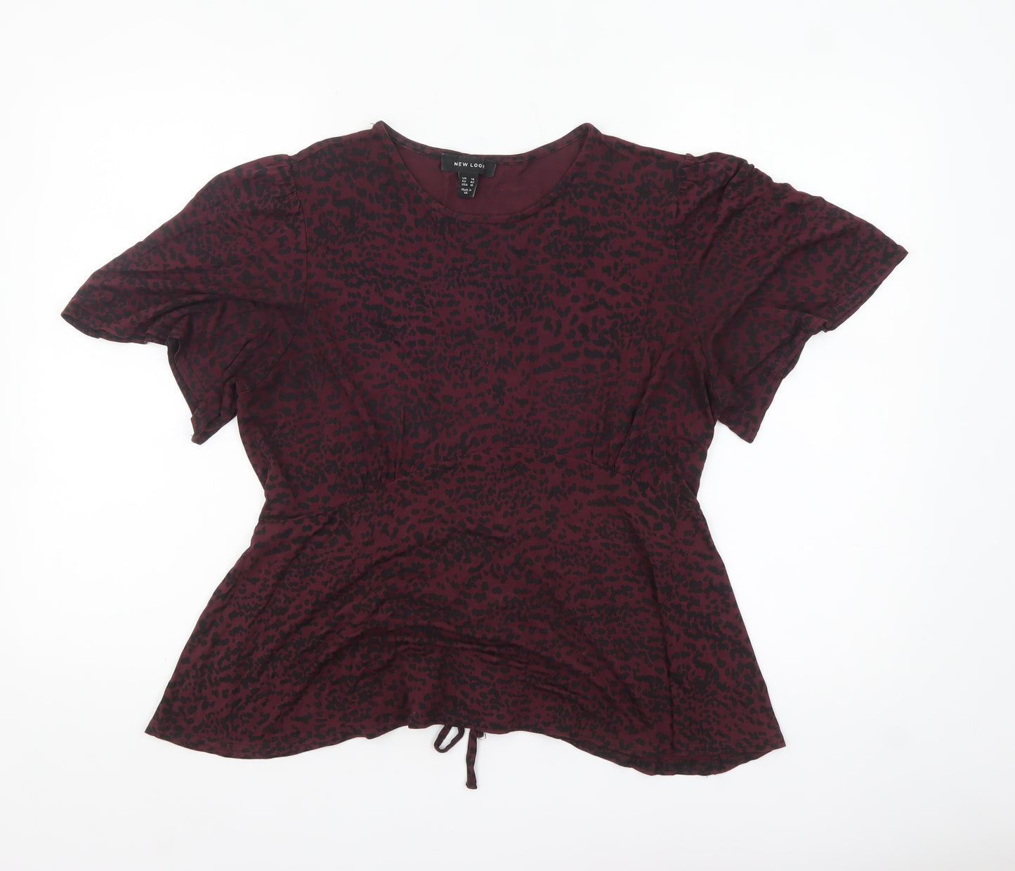 New Look Womens Red Animal Print Tunic Blouse Size 14
