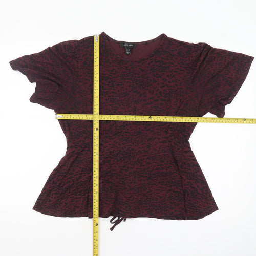 New Look Womens Red Animal Print Tunic Blouse Size 14