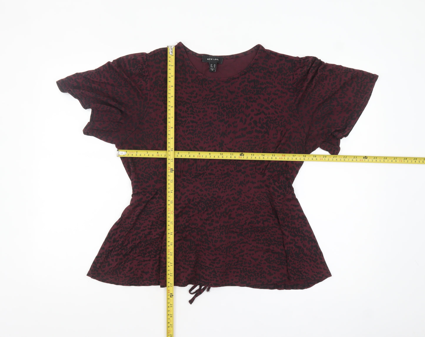 New Look Womens Red Animal Print Tunic Blouse Size 14