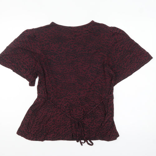 New Look Womens Red Animal Print Tunic Blouse Size 14