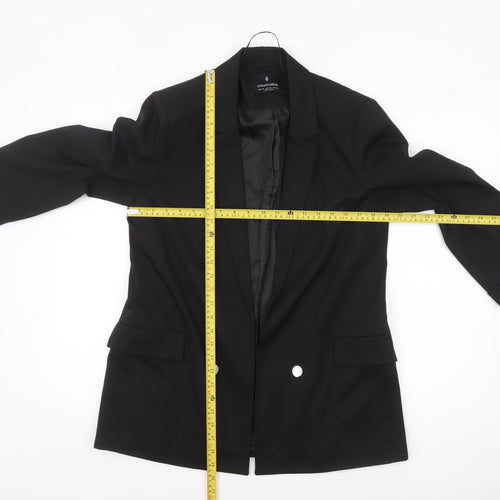 Stradivarius Women Black XL Double-Breasted Blazer Jacket