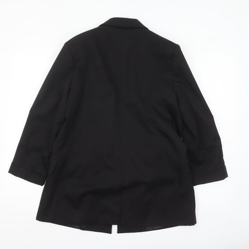 Stradivarius Women Black XL Double-Breasted Blazer Jacket