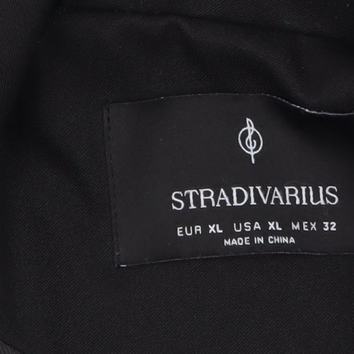 Stradivarius Women Black XL Double-Breasted Blazer Jacket