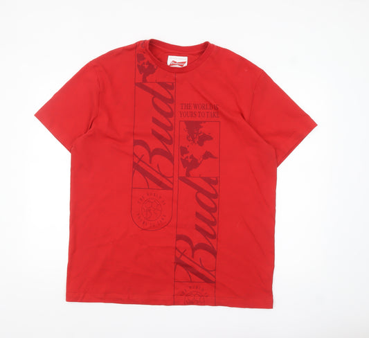 Budweiser Men's Red Graphic Short Sleeve T-Shirt Size 2XL Cotton