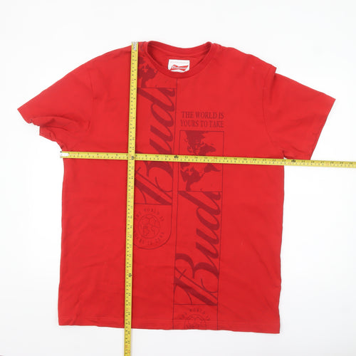 Budweiser Men's Red Graphic Short Sleeve T-Shirt Size 2XL Cotton