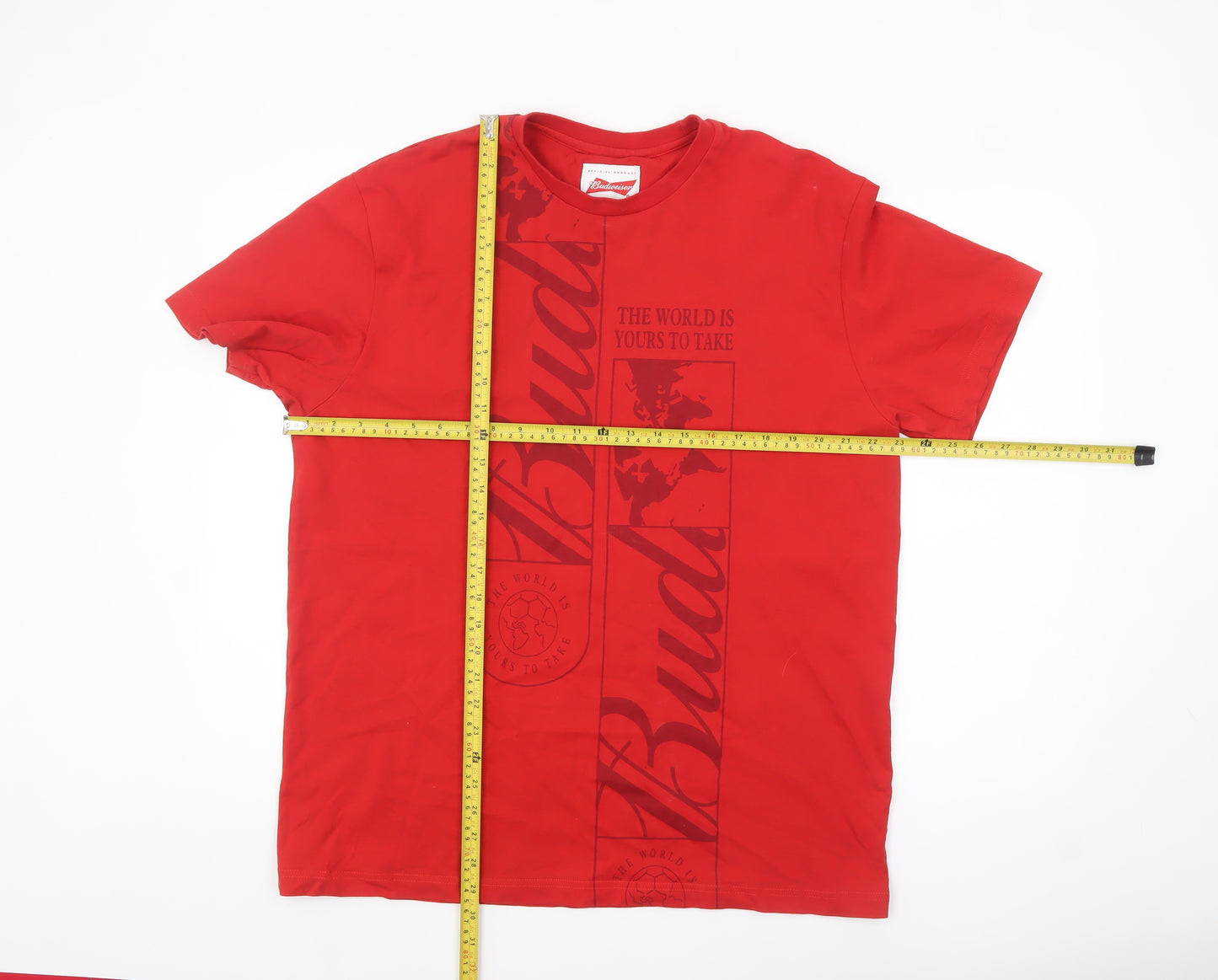 Budweiser Men's Red Graphic Short Sleeve T-Shirt Size 2XL Cotton