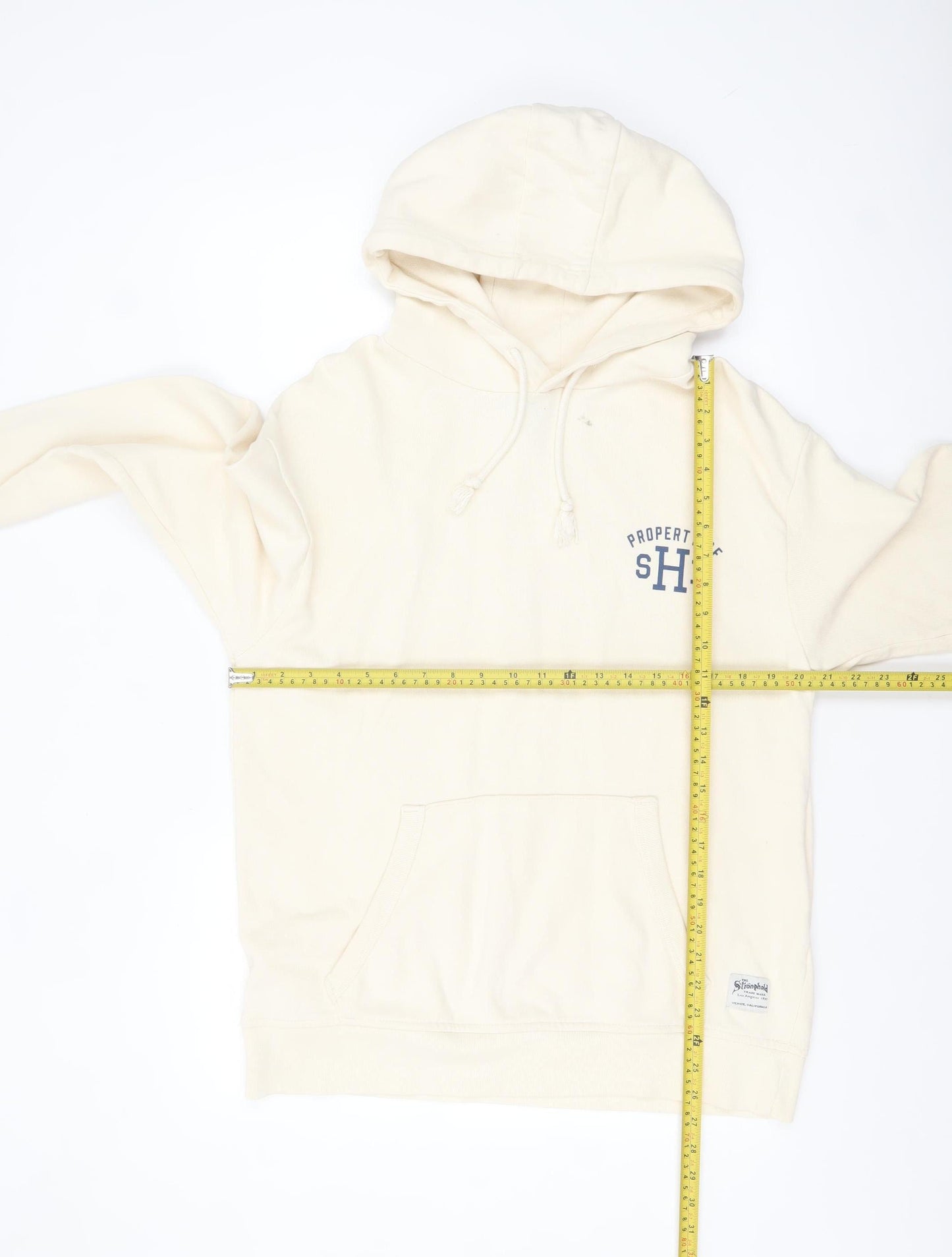 The Stronghold Men's Ivory Pullover Hoodie M Logo Fleece Sweatshirt