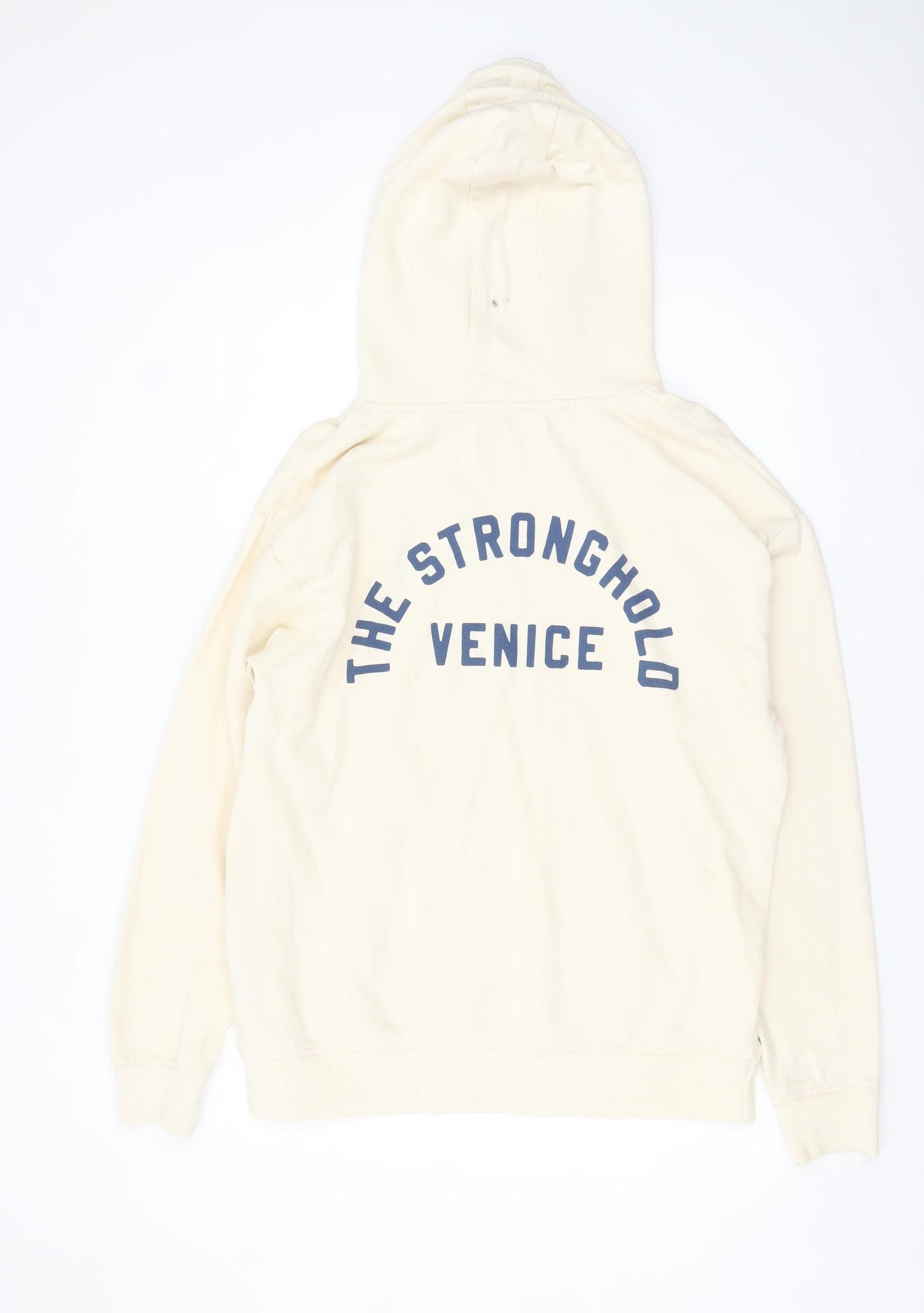 The Stronghold Men's Ivory Pullover Hoodie M Logo Fleece Sweatshirt