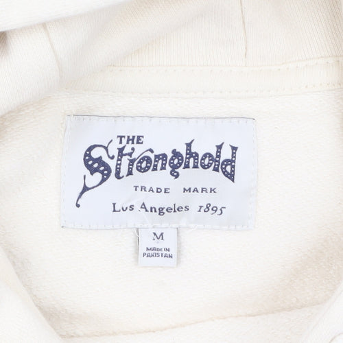 The Stronghold Men's Ivory Pullover Hoodie M Logo Fleece Sweatshirt