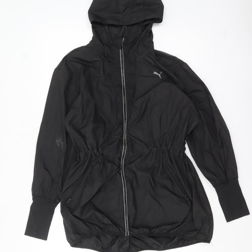 Puma Women Black Windbreaker Hooded Jacket Size 10