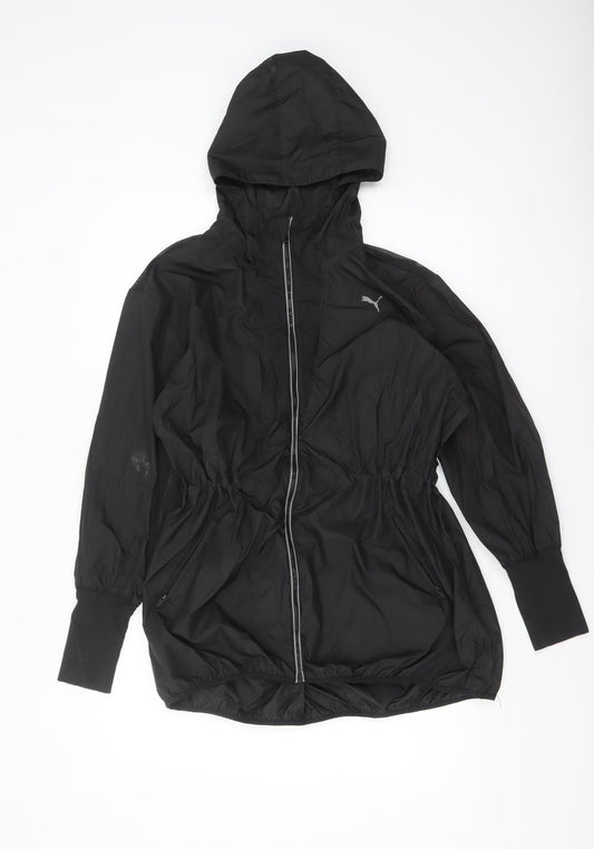 Puma Women Black Windbreaker Hooded Jacket Size 10