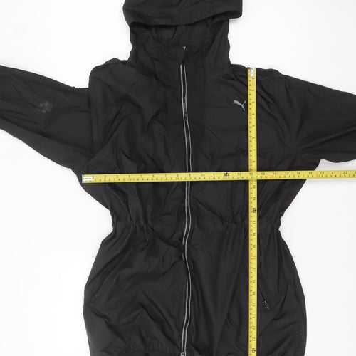 Puma Women Black Windbreaker Hooded Jacket Size 10