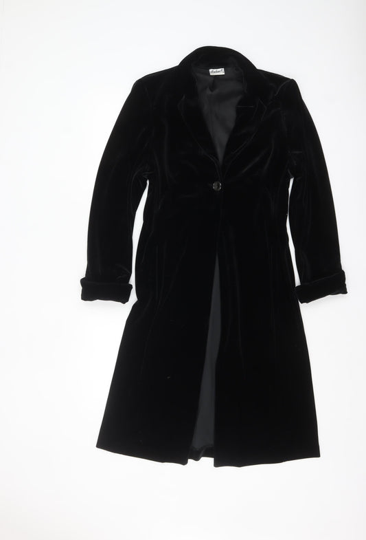 Select Womens Black Size 12 Velvet Long Coat Jacket