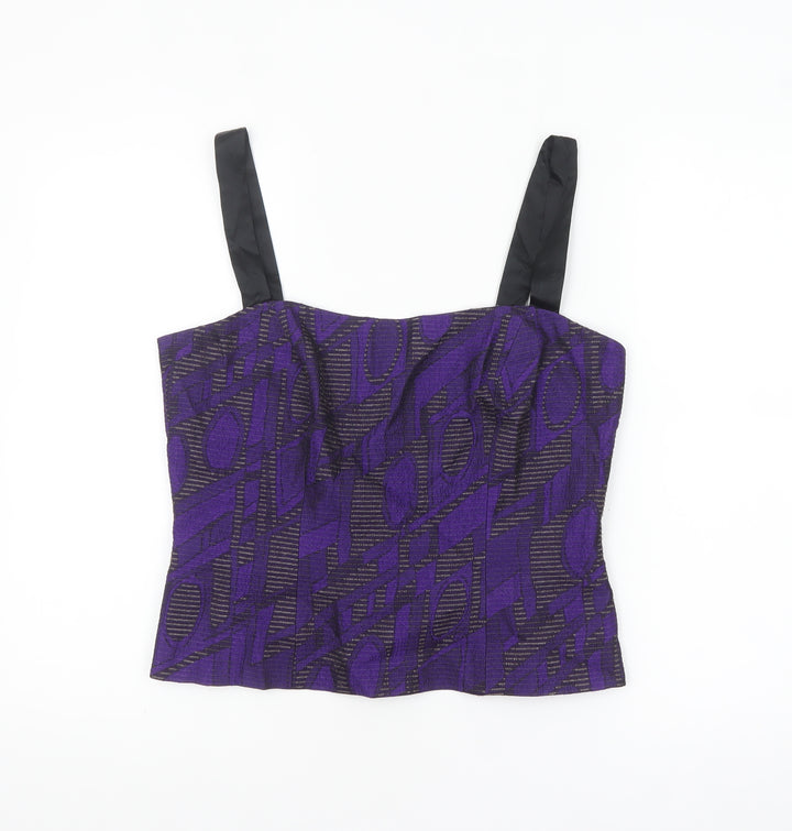 Michel Ambers Womens Purple Geometric Camisole Top Size 12