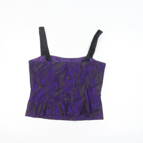 Michel Ambers Womens Purple Geometric Camisole Top Size 12