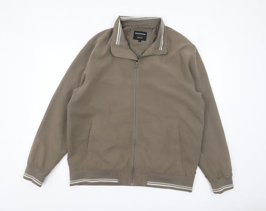 Greenwoods Men Brown L Basic Zip Casual Jacket