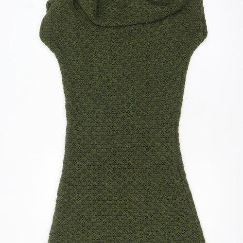 Next Women's Green Knit Cowl Neck Jumper Dress UK 10