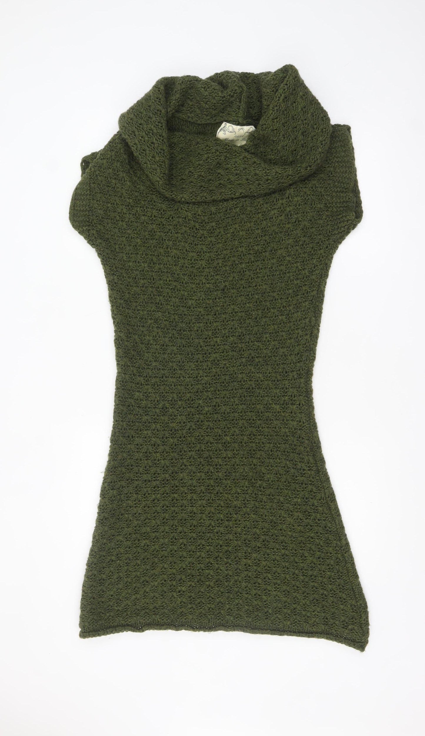 Next Women's Green Knit Cowl Neck Jumper Dress UK 10