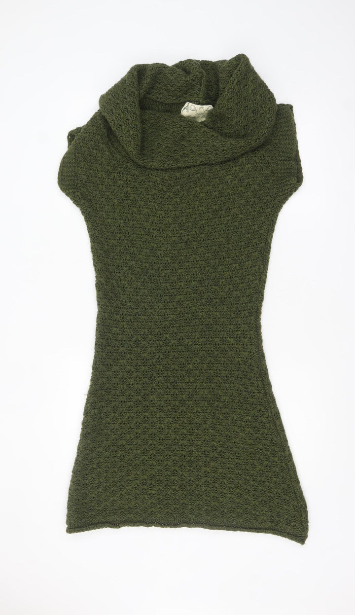 Next Women's Green Knit Cowl Neck Jumper Dress UK 10