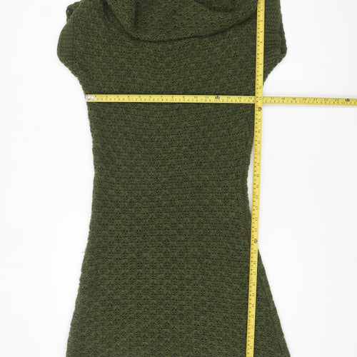 Next Women's Green Knit Cowl Neck Jumper Dress UK 10