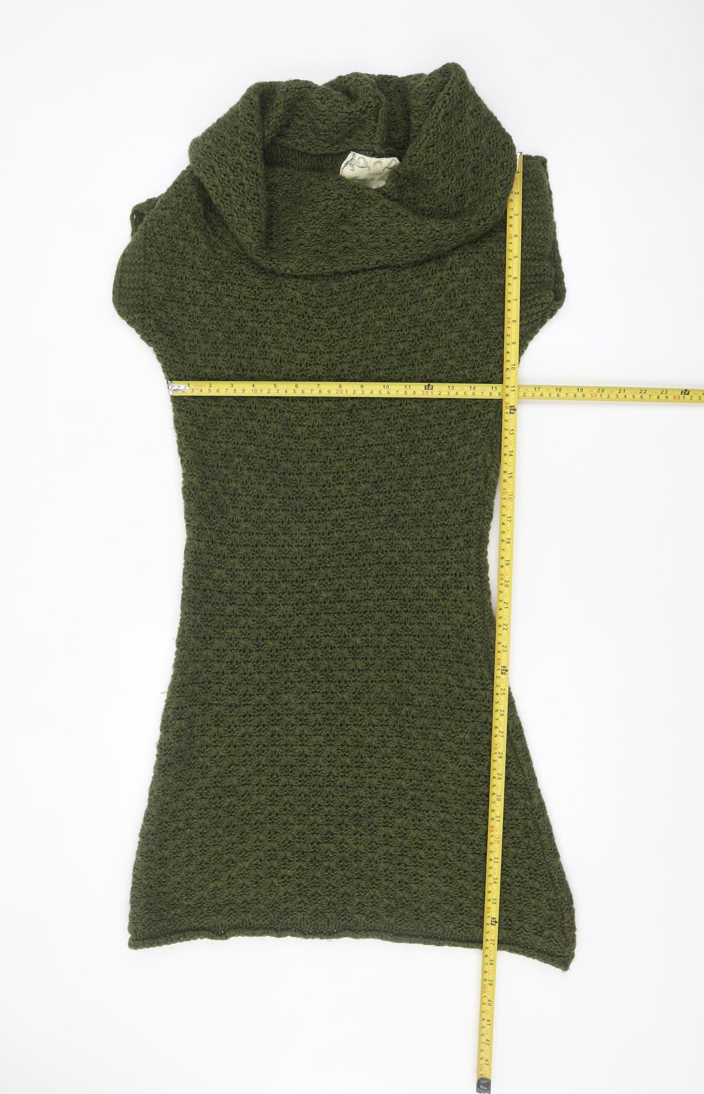 Next Women's Green Knit Cowl Neck Jumper Dress UK 10