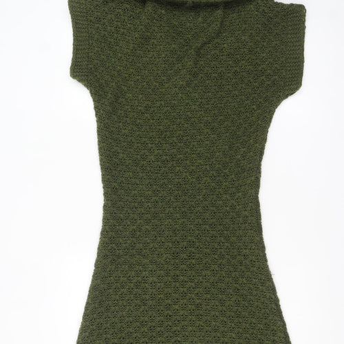 Next Women's Green Knit Cowl Neck Jumper Dress UK 10