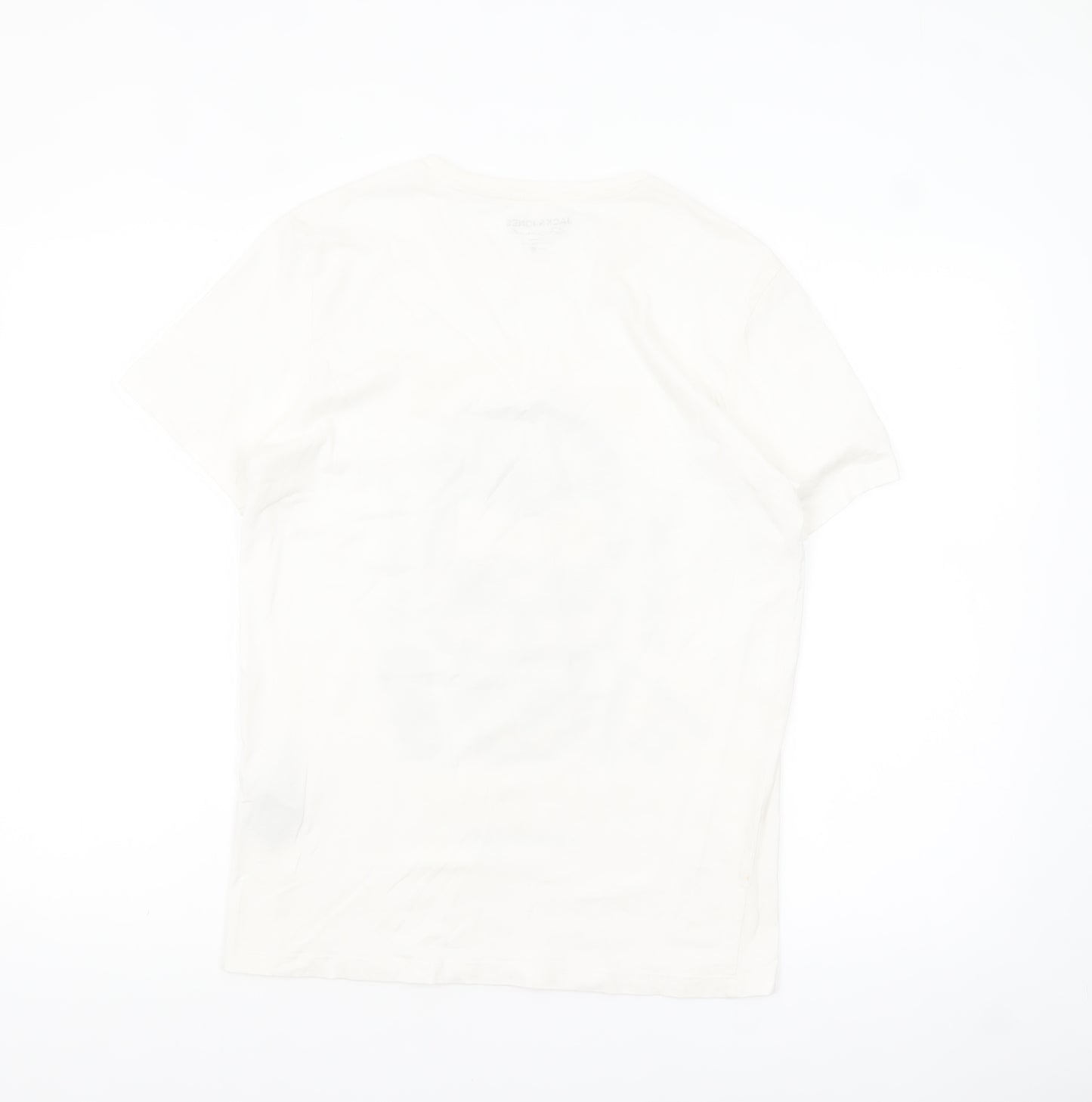 Jack & Jones Originals Men's White Graphic Skull Print Cotton T-Shirt Size S