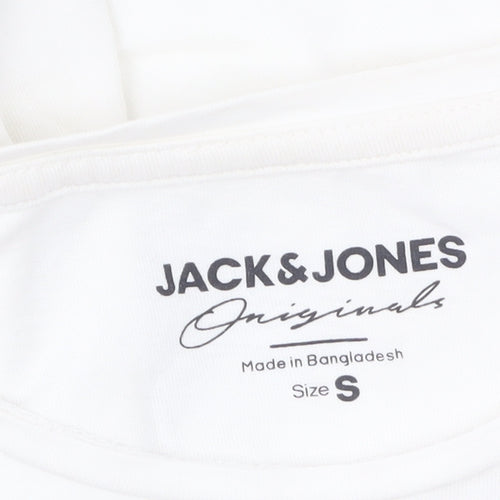 Jack & Jones Originals Men's White Graphic Skull Print Cotton T-Shirt Size S