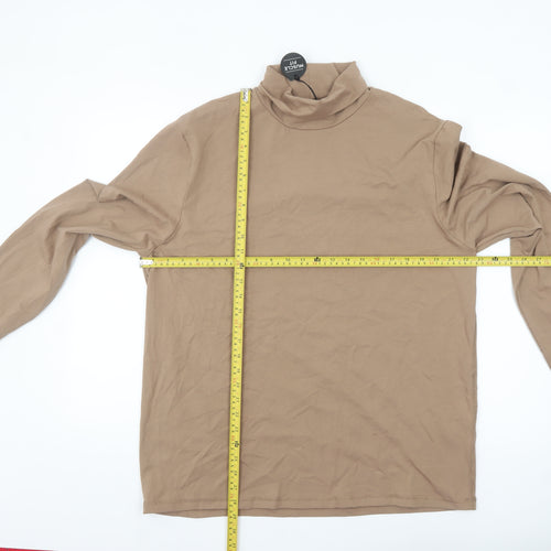 River Island Men’s Brown Roll Neck Long Sleeve Top Size 2XL