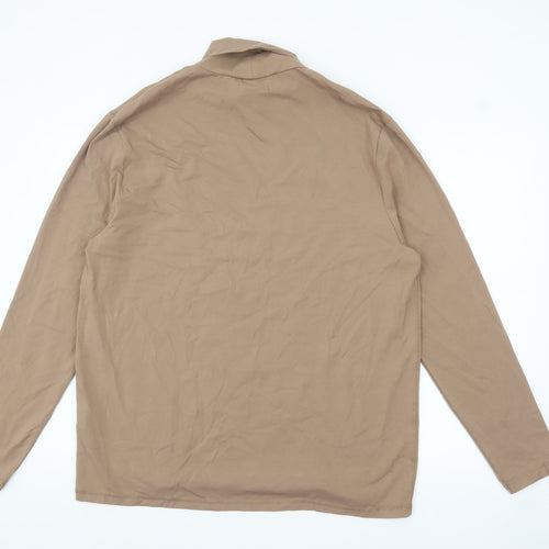 River Island Men’s Brown Roll Neck Long Sleeve Top Size 2XL