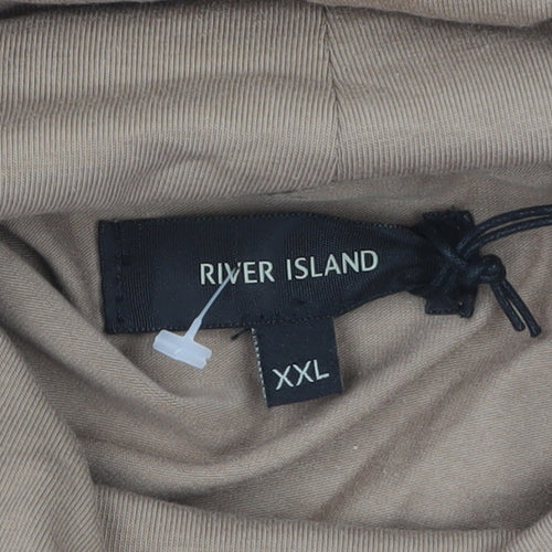 River Island Men’s Brown Roll Neck Long Sleeve Top Size 2XL
