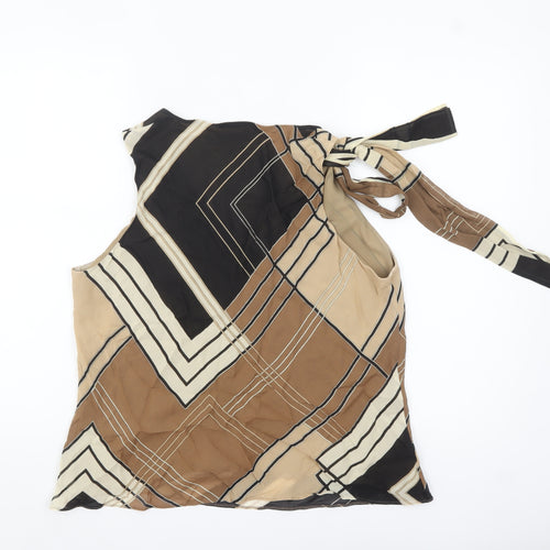 Marks and Spencer Women’s Multicoloured Geometric Tie Shoulder V-Neck Chiffon Blouse Size 18
