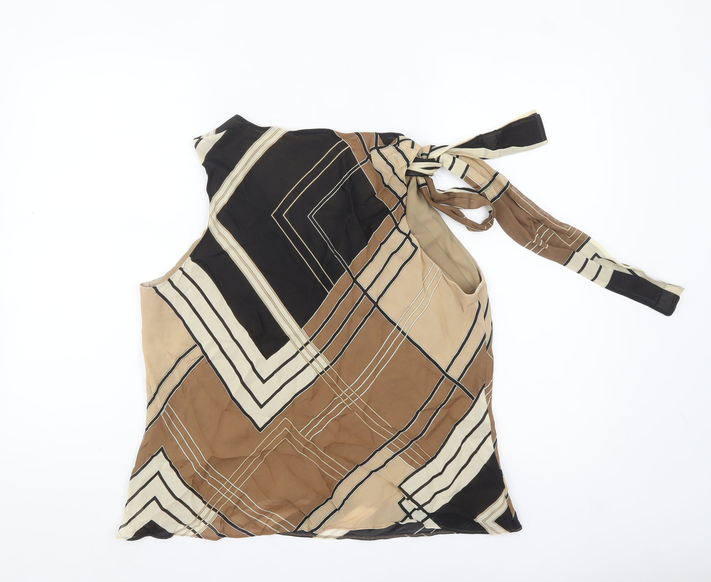 Marks and Spencer Women’s Multicoloured Geometric Tie Shoulder V-Neck Chiffon Blouse Size 18