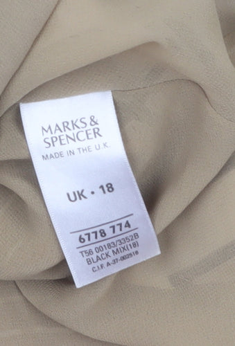 Marks and Spencer Women’s Multicoloured Geometric Tie Shoulder V-Neck Chiffon Blouse Size 18
