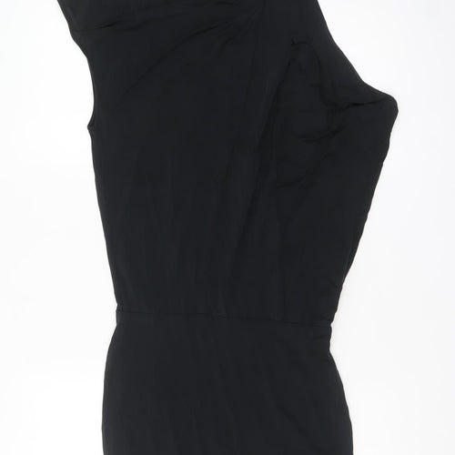 AllSaints Women's Black Cupro Bodycon One-Shoulder Dress UK 4