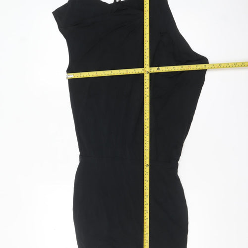 AllSaints Women's Black Cupro Bodycon One-Shoulder Dress UK 4
